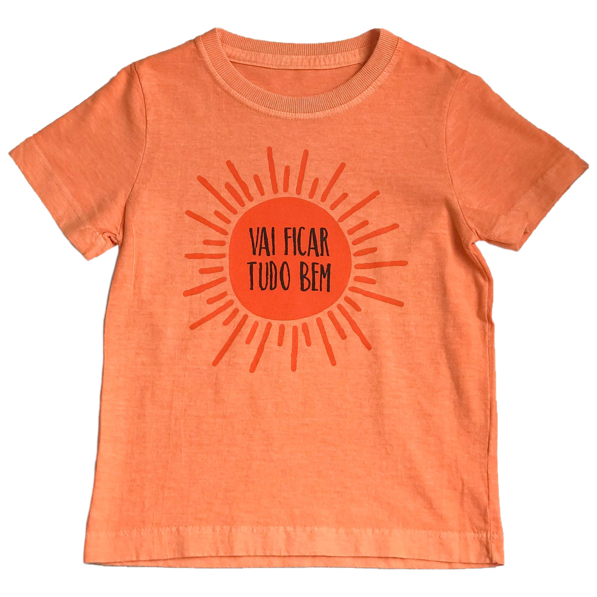 Bella Kids - Camiseta Infantil unissex Vai Ficar Tudo Bem Laranja 
